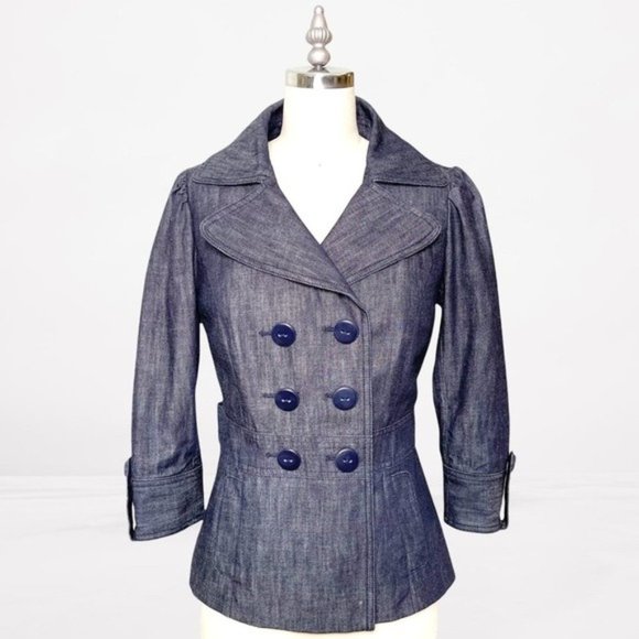 Classiques Entier Notched Collar Peplum Blazer Jacket Navy Blue XS - Picture 1 of 9